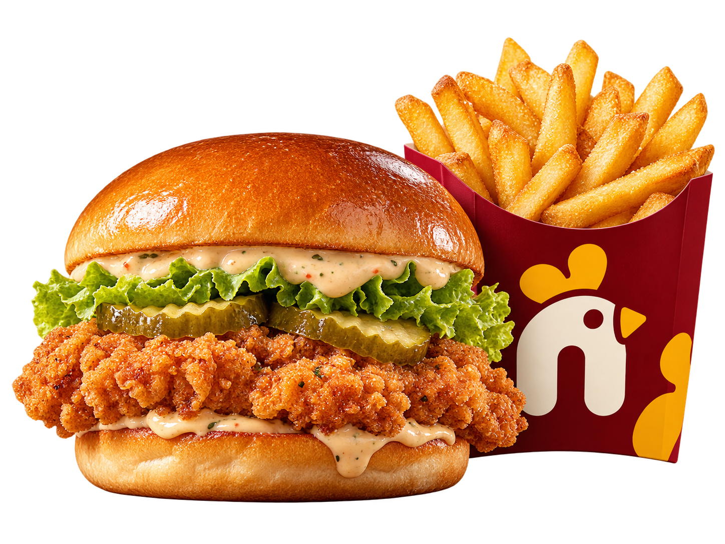 Crispy Chicken Burger mit Pommes